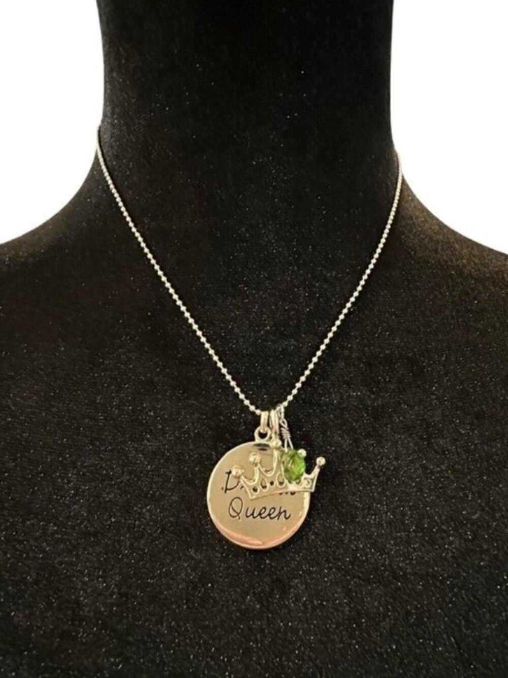 Drama Queen Pendant Necklace Crown Charm Silver Tone Adjustable 16-18 Inch Women